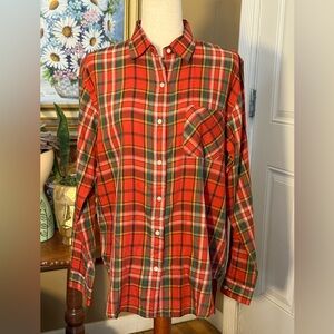 Denim & Supply Ralph Lauren Boyfriend Shirt Women XL Scotch Plaid Cotton